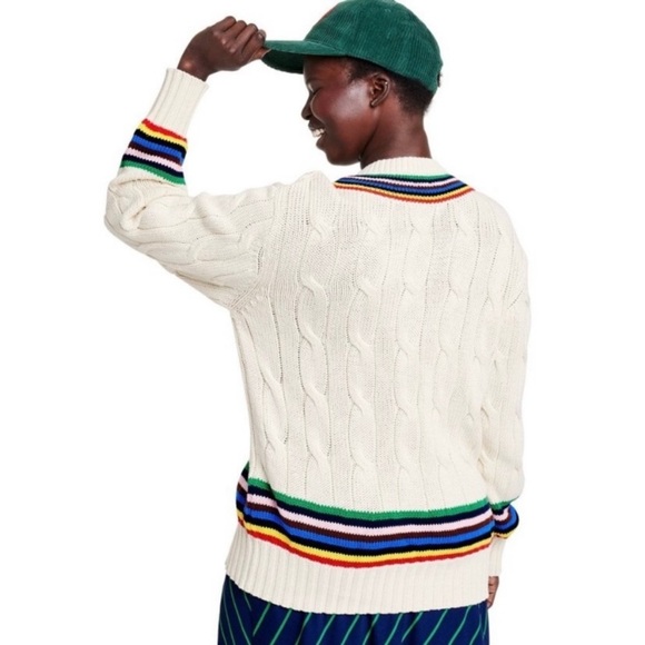 Adult Croquet Stripe Cable-Knit Sweater from Rowing Blazers × Target new - Picture 9 of 11